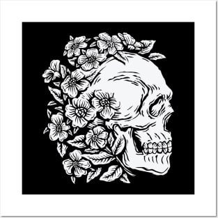 Skull Flower Rose Posters and Art